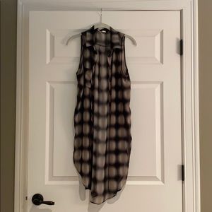 Plaid Chiffon Sleeveless Duster